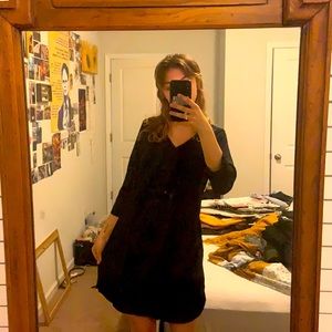 Very pretty two-layer black, v-neck dress!